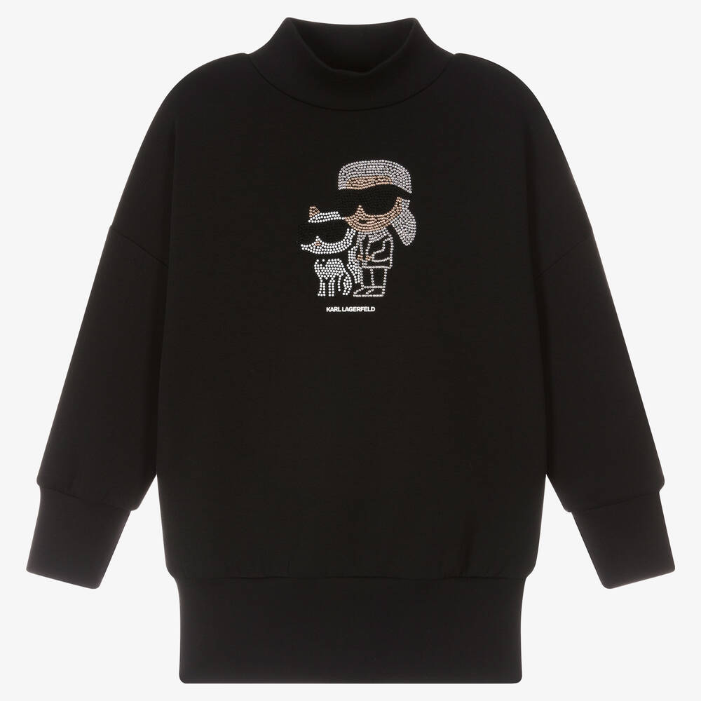 KARL LAGERFELD KIDS Robe sweat noire Karl Ikonik fille Childrensalon Outlet