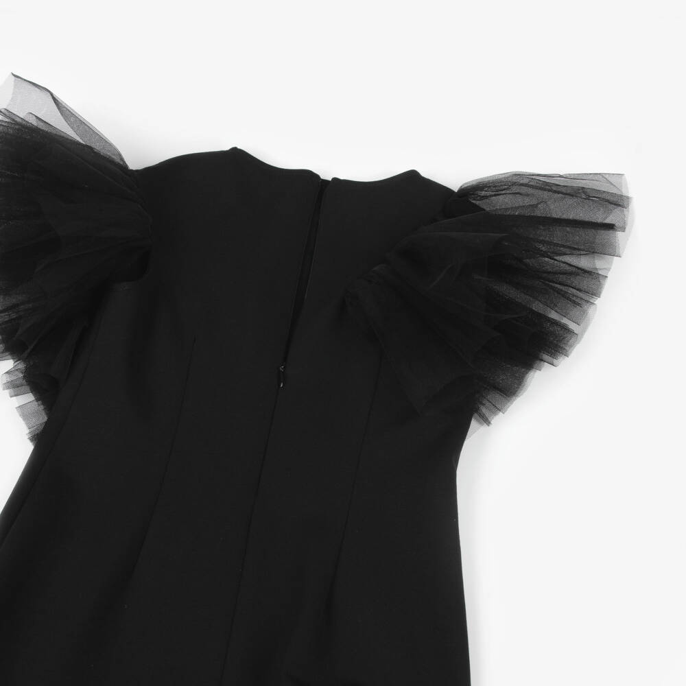 KARL LAGERFELD KIDS-فستان تول أسود مزين بالكشاكش للبنات | Childrensalon Outlet