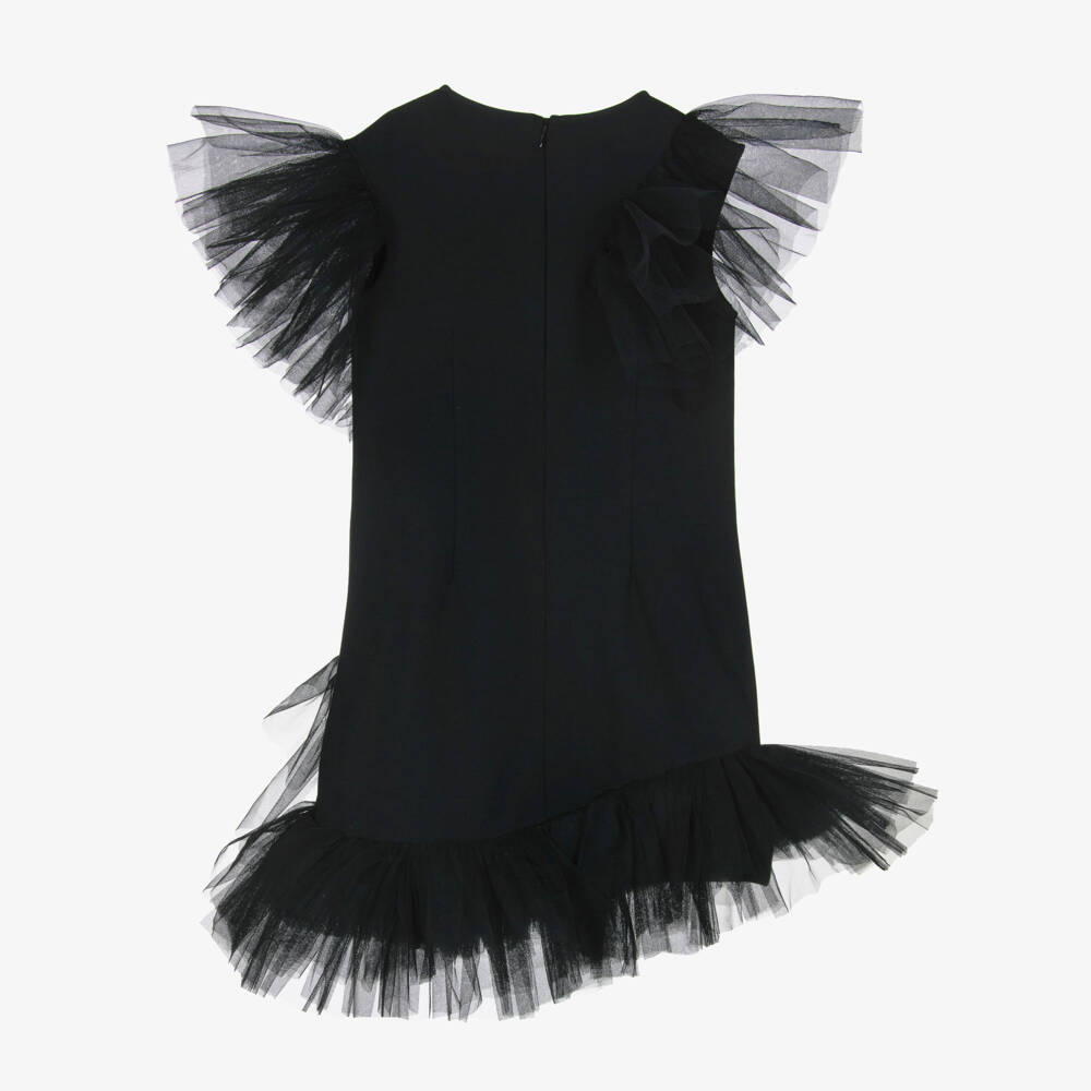 KARL LAGERFELD KIDS-فستان تول أسود مزين بالكشاكش للبنات | Childrensalon Outlet