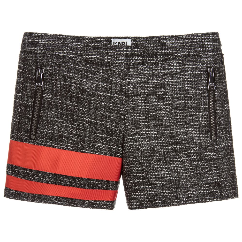 KARL LAGERFELD KIDS - Girls Black Tweed Shorts | Childrensalon