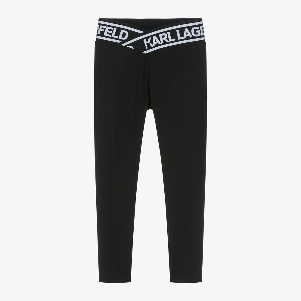 KARL LAGERFELD KIDS-Girls Black Viscose Leggings | Childrensalon Outlet