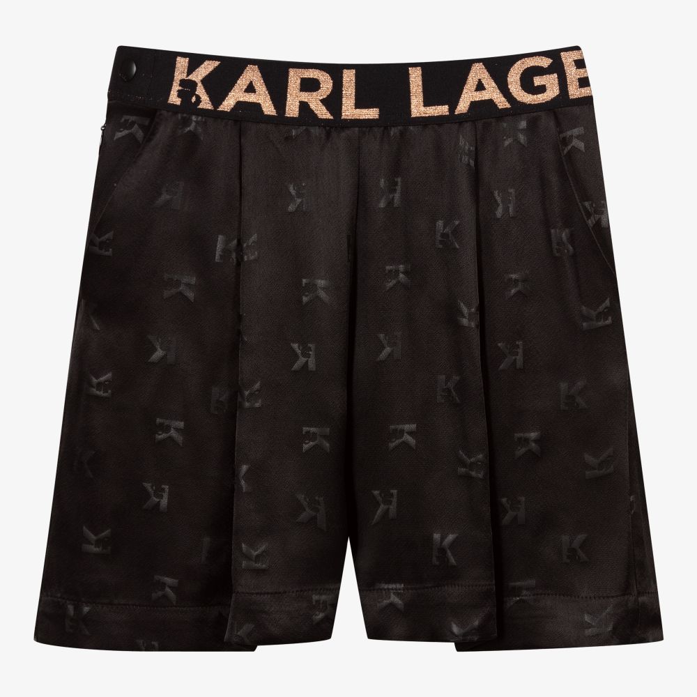 KARL LAGERFELD KIDS - Girls Black Viscose Shorts | Childrensalon