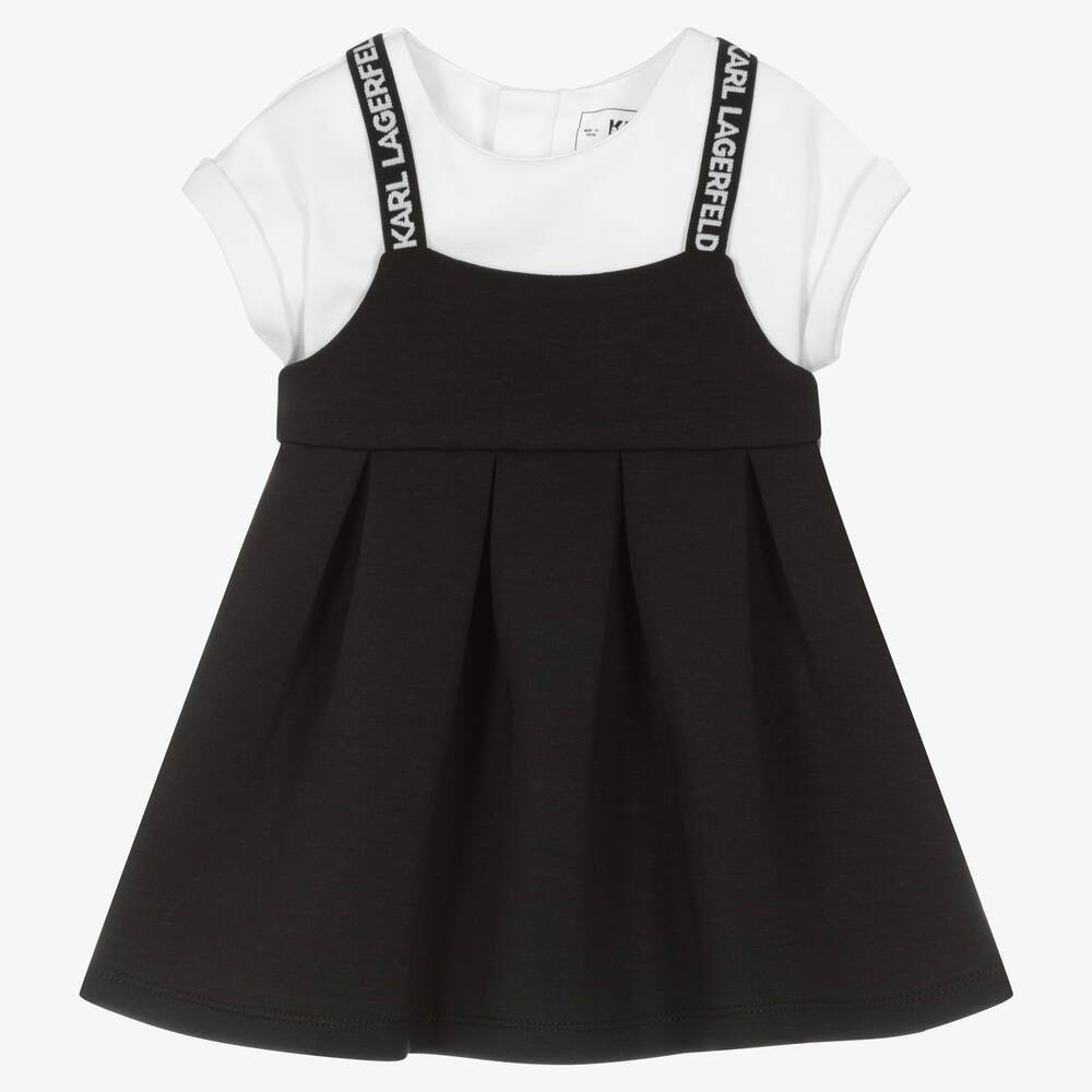 KARL LAGERFELD KIDS-Girls Black & White Dress Set | Childrensalon Outlet