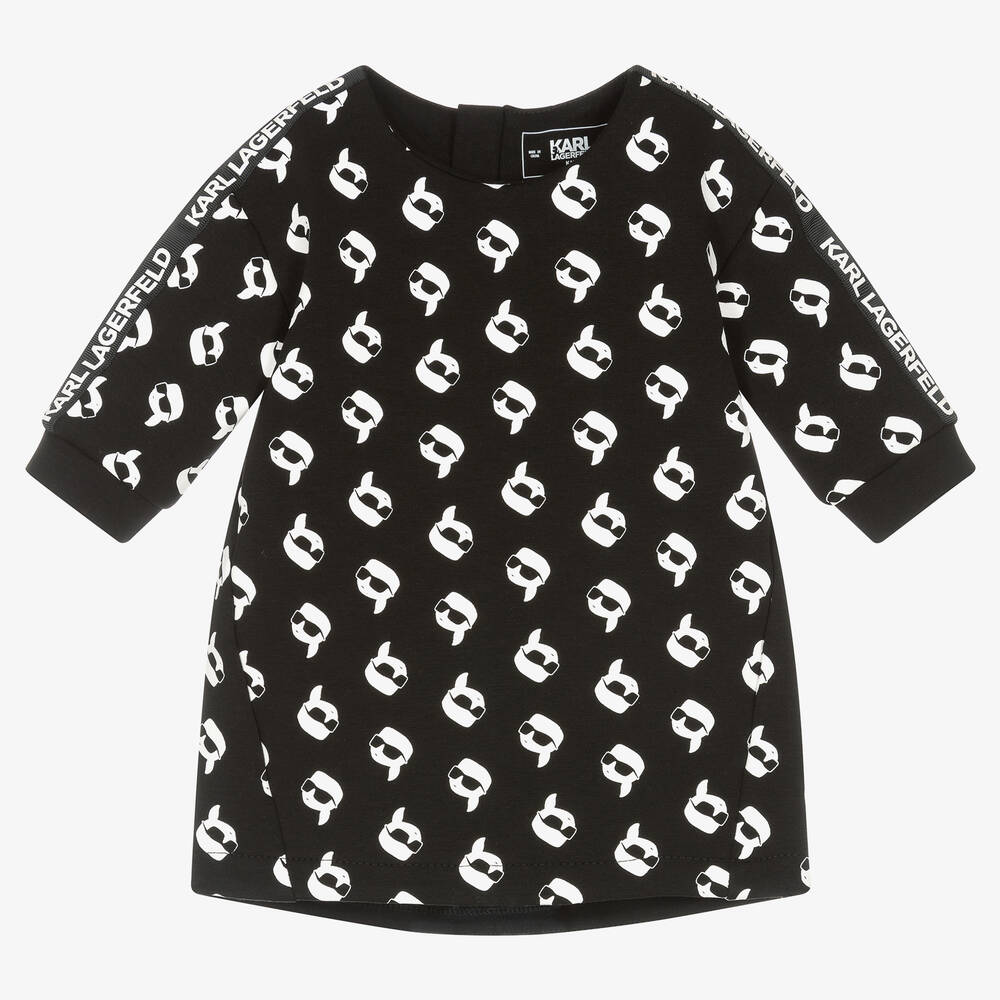 KARL LAGERFELD KIDS - Girls Black & White Karl Ikonik Dress | Childrensalon