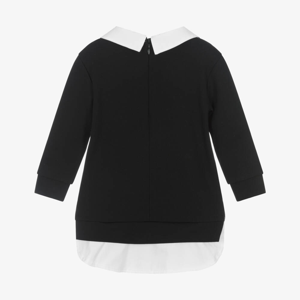 KARL LAGERFELD KIDS-Girls Black & White Layered Milano Jersey Dress | Childrensalon Outlet