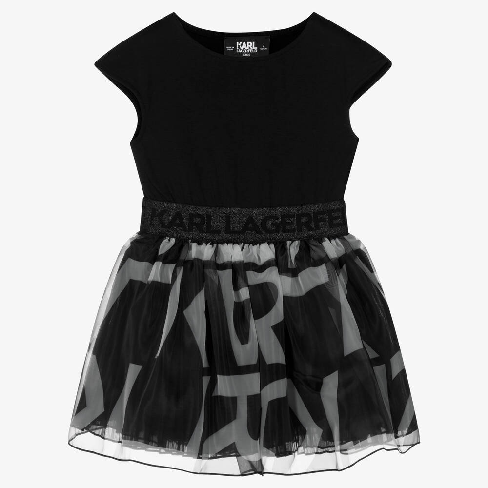 KARL LAGERFELD KIDS - Kleid mit Tüllrock Schwarz/Weiß | Childrensalon