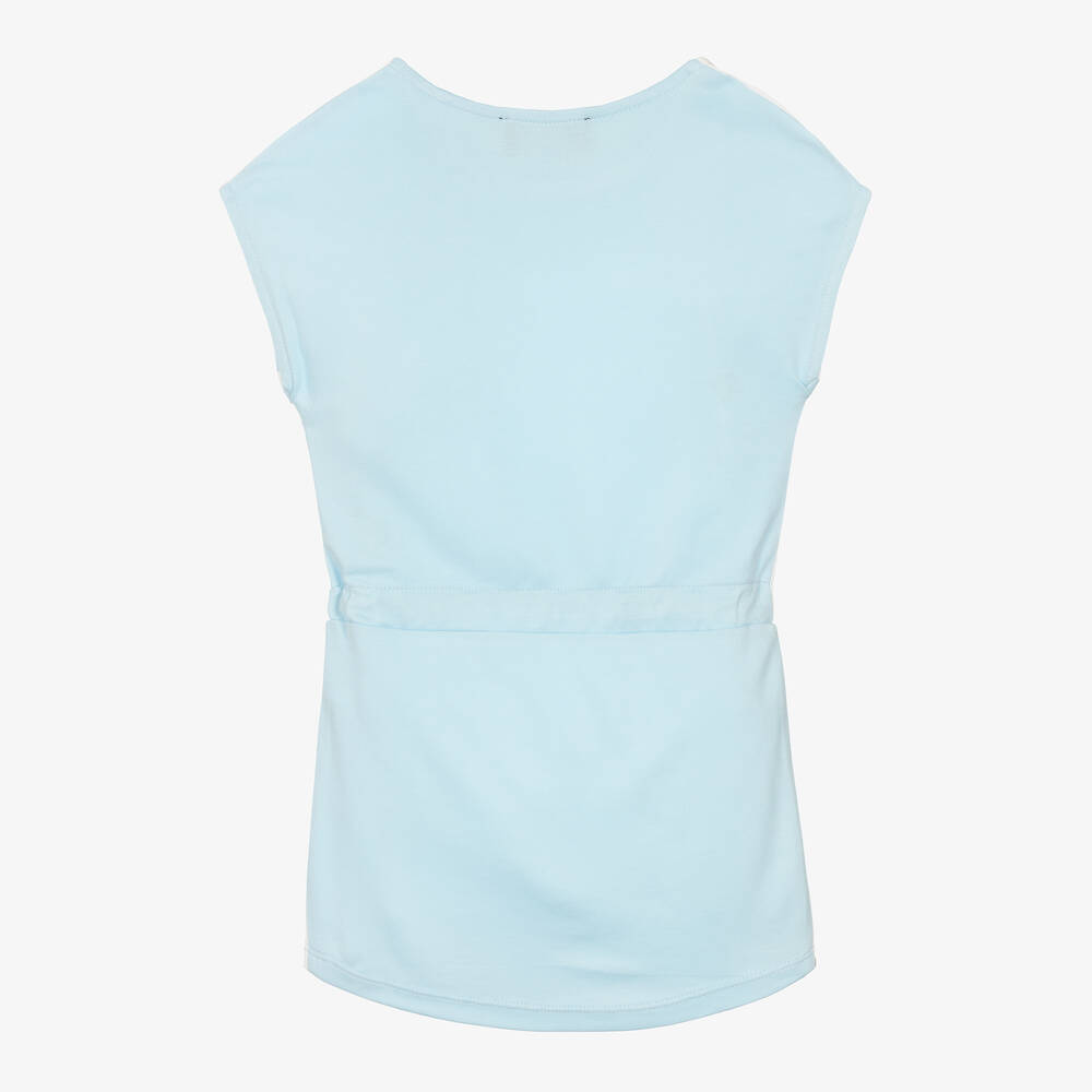KARL LAGERFELD KIDS-Girls Blue Jersey Logo Dress | Childrensalon Outlet