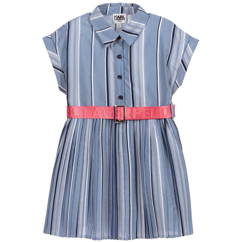 KARL LAGERFELD KIDS - Girls Blue Striped Dress | Childrensalon