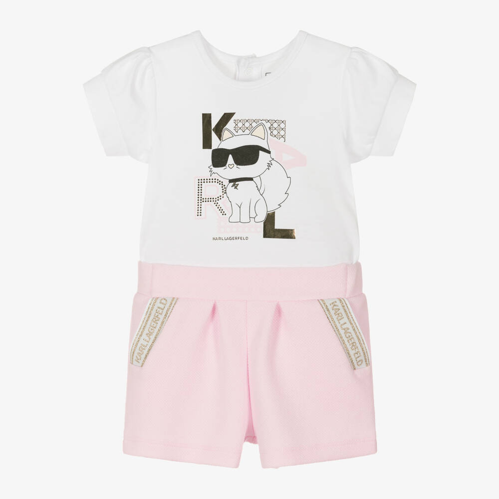 KARL LAGERFELD KIDS-طقم بناتي بلون وردي عاجي | Childrensalon Outlet