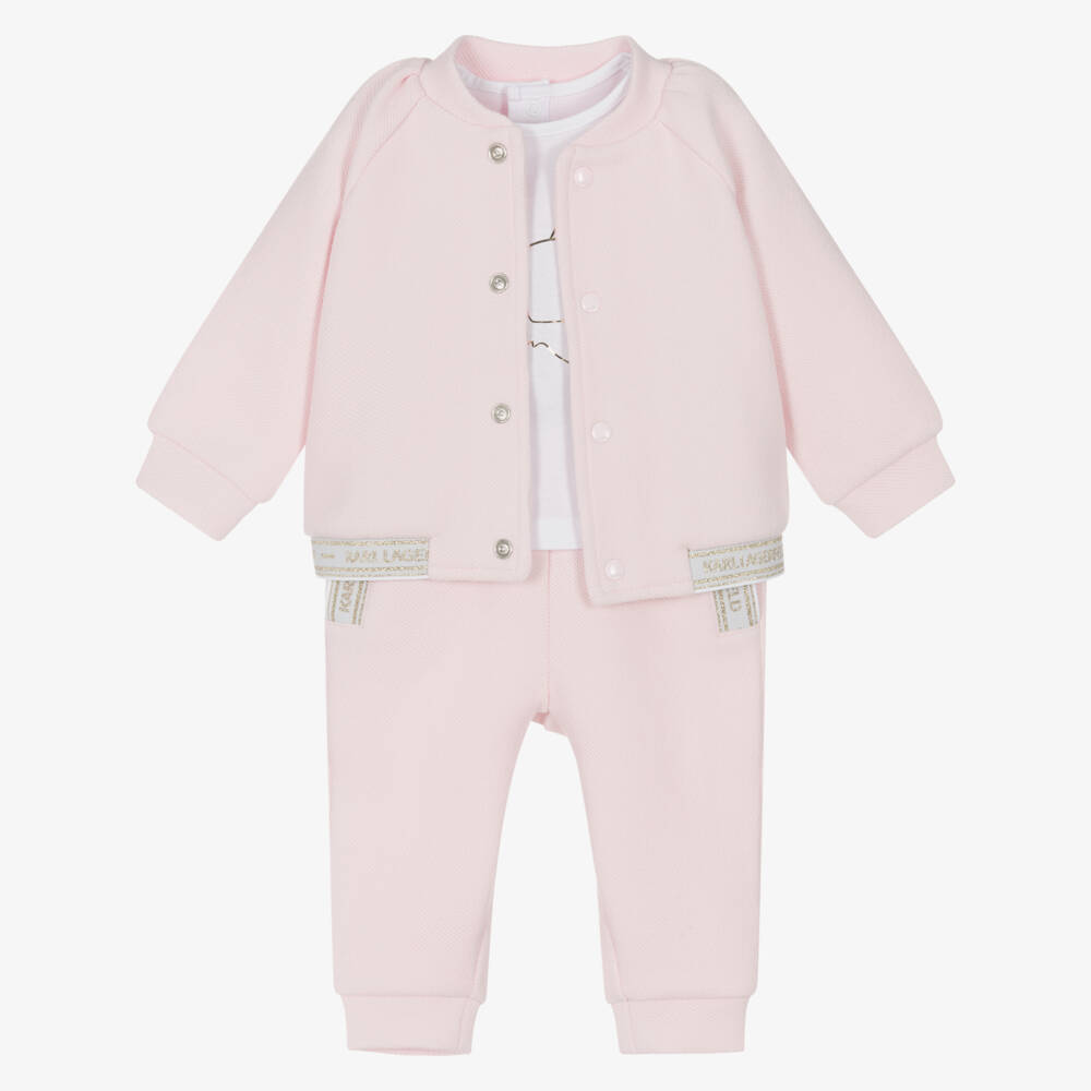 KARL LAGERFELD KIDS-طقم ثلاثي للبنات بلون وردي فاتح | Childrensalon Outlet