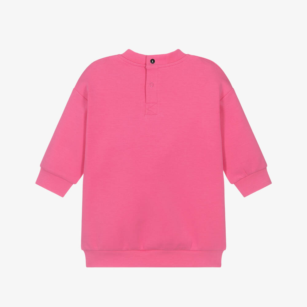 KARL LAGERFELD KIDS-Girls Bright Pink Cotton Sweatshirt Dress with Choupette | Childrensalon Outlet