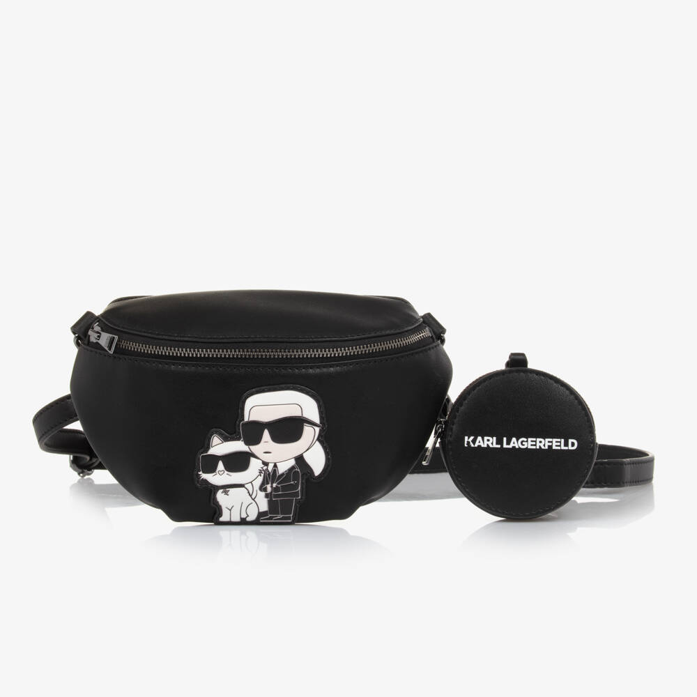 KARL LAGERFELD KIDS-Girls Chic Black Iconic Belt Pouch | Childrensalon Outlet