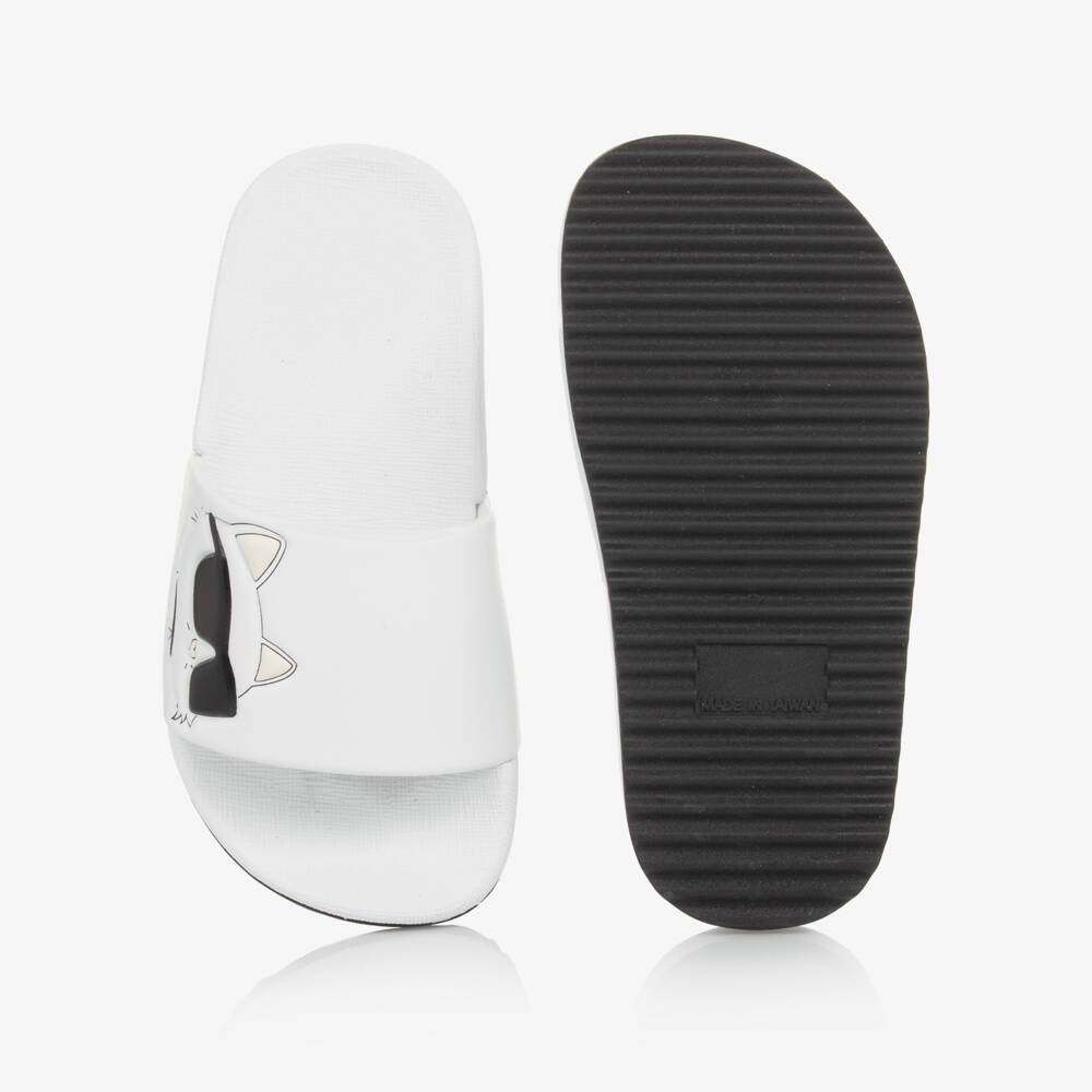 KARL LAGERFELD KIDS-Girls Chic White Cat Slippers | Childrensalon Outlet