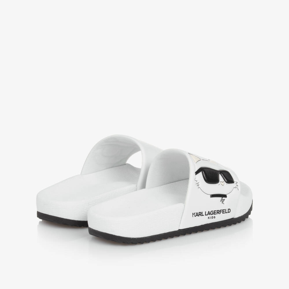 KARL LAGERFELD KIDS-Girls Chic White Cat Slippers | Childrensalon Outlet