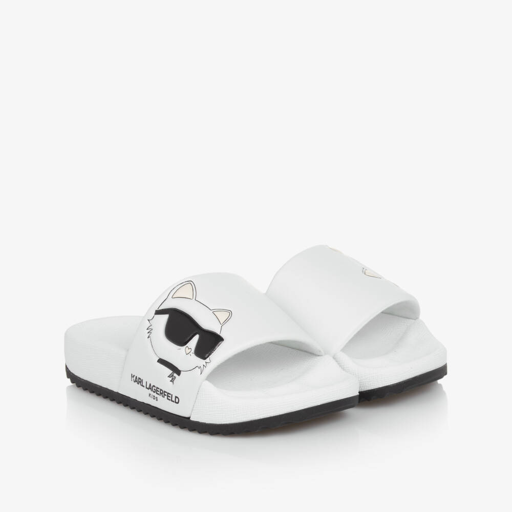 KARL LAGERFELD KIDS-Girls Chic White Cat Slippers | Childrensalon Outlet