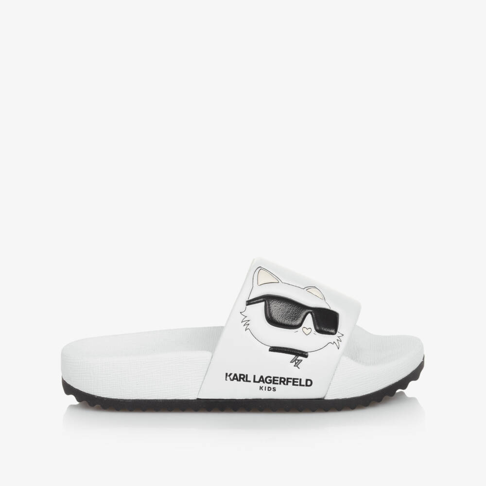 KARL LAGERFELD KIDS-Girls Chic White Cat Slippers | Childrensalon Outlet