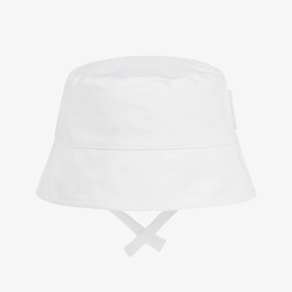 KARL LAGERFELD KIDS-Girls Classic White Cotton Sun Hat | Childrensalon Outlet