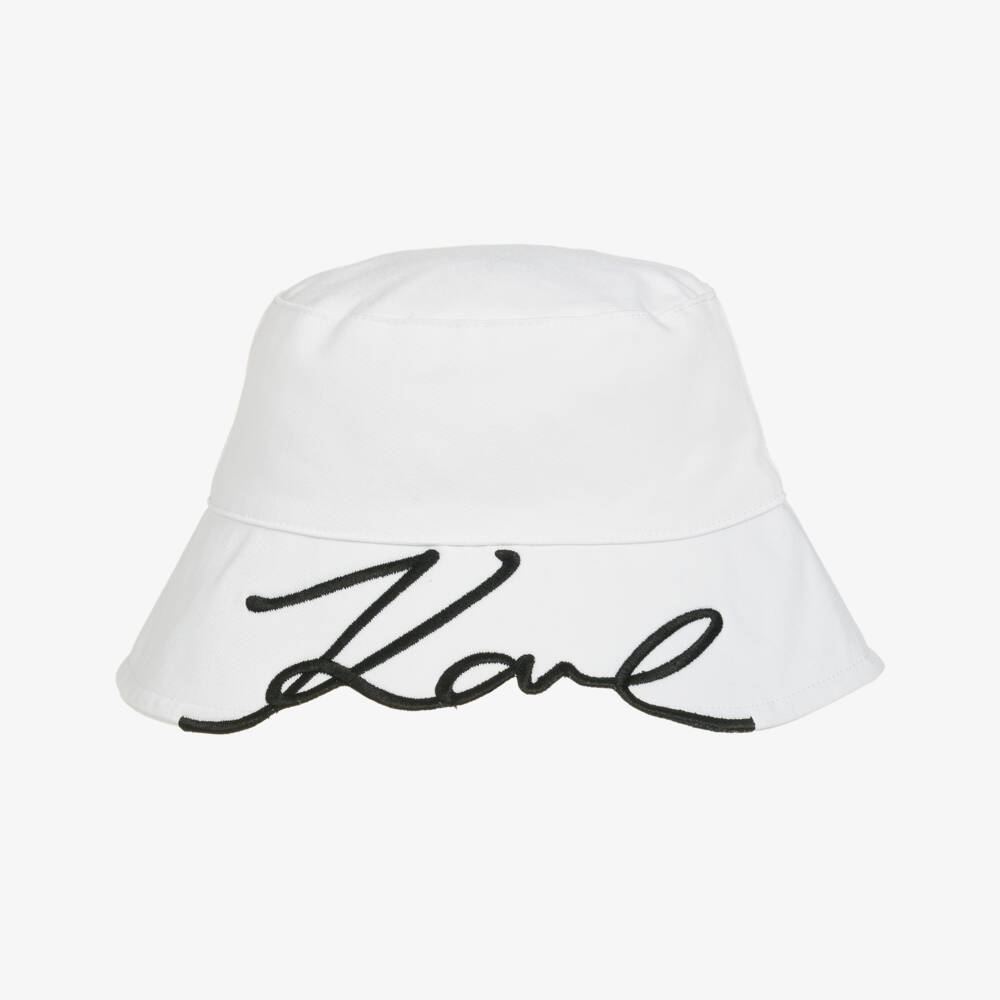 KARL LAGERFELD KIDS-Girls Classic White Twill Sunhat | Childrensalon Outlet