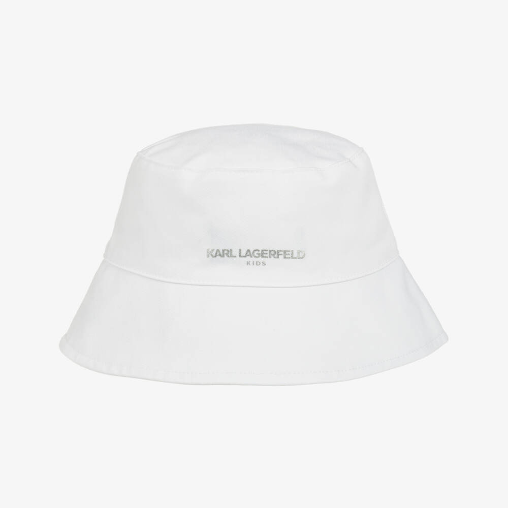 KARL LAGERFELD KIDS-Классическая белая твиловая панама для девочек | Childrensalon Outlet