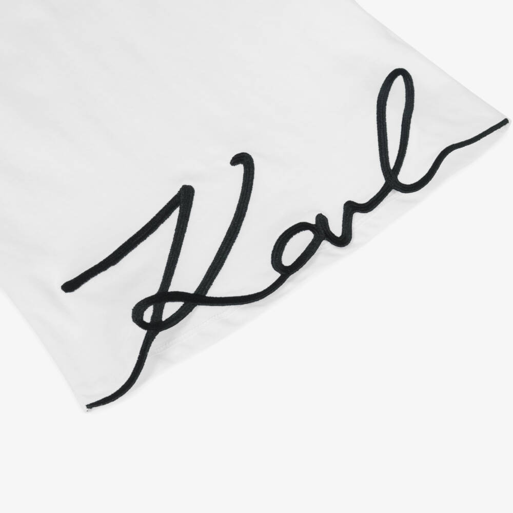 KARL LAGERFELD KIDS-فستان تي شيرت قطني أبيض للبنات | Childrensalon Outlet