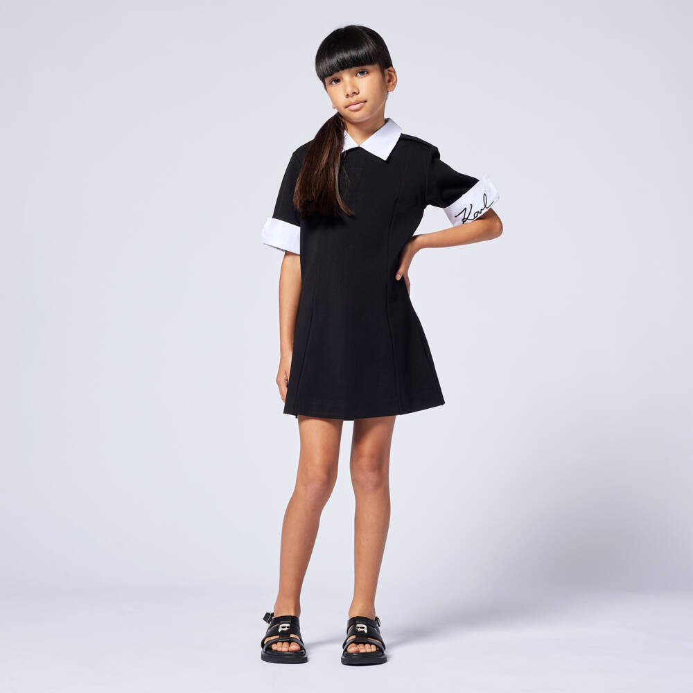 KARL LAGERFELD KIDS-Girls Elegant Black Shirt Frock | Childrensalon Outlet
