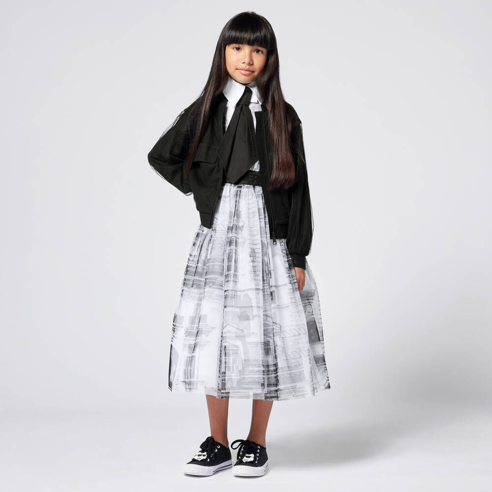 KARL LAGERFELD KIDS-Girls Elegant Cotton Collar & Tie | Childrensalon Outlet