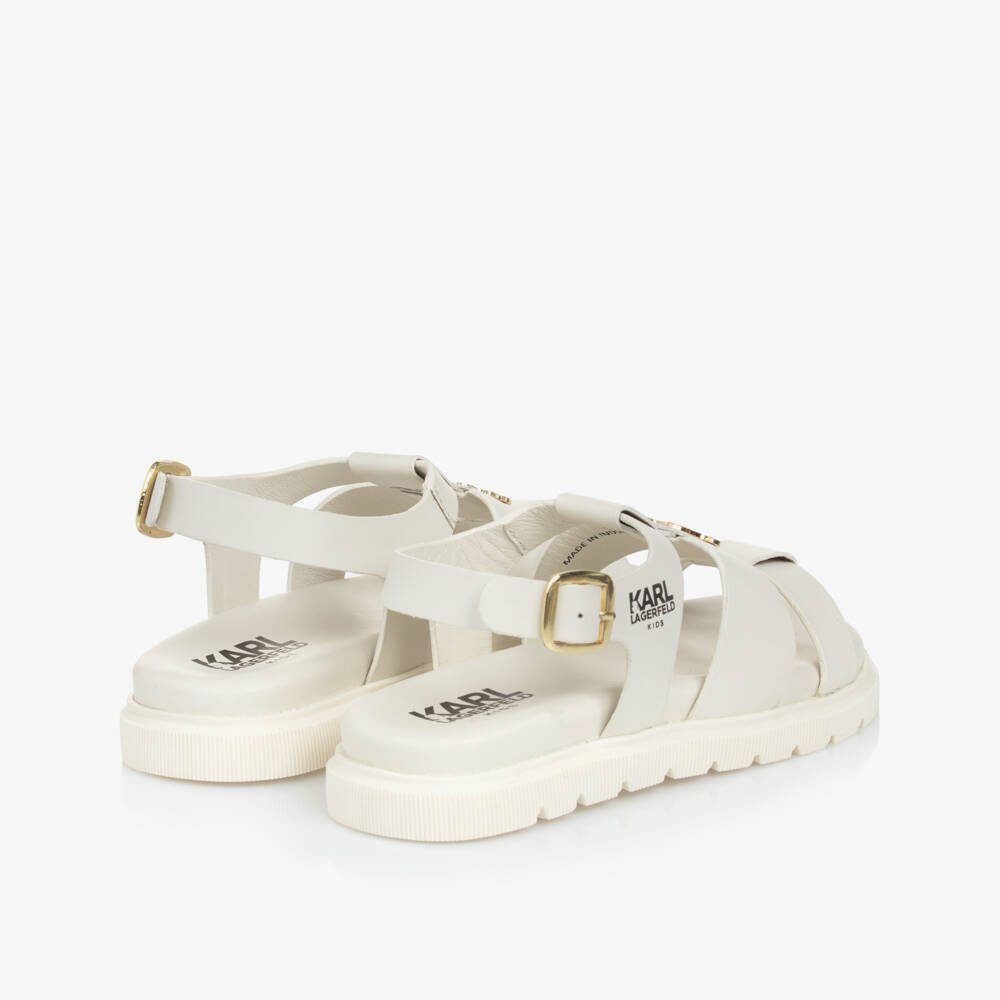 KARL LAGERFELD KIDS-Элегантные кремовые кожаные сандалии для девочек | Childrensalon Outlet
