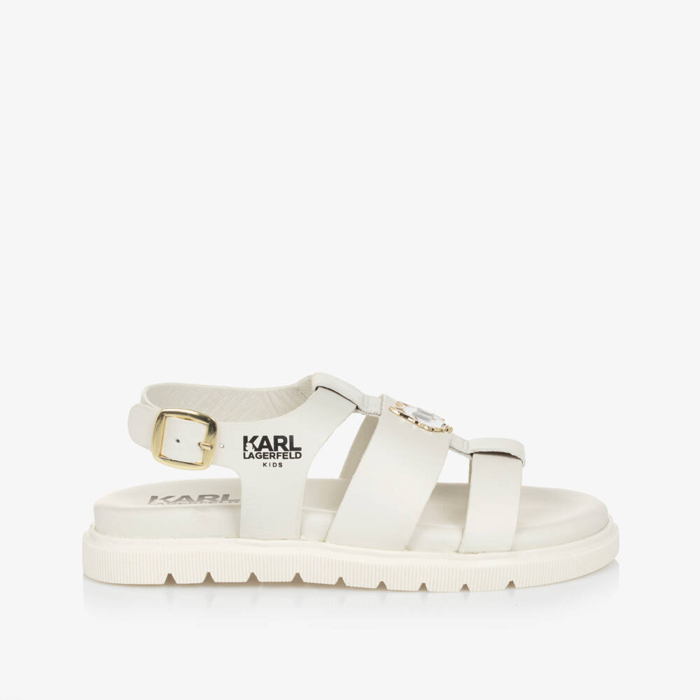 KARL LAGERFELD KIDS-Элегантные кремовые кожаные сандалии для девочек | Childrensalon Outlet