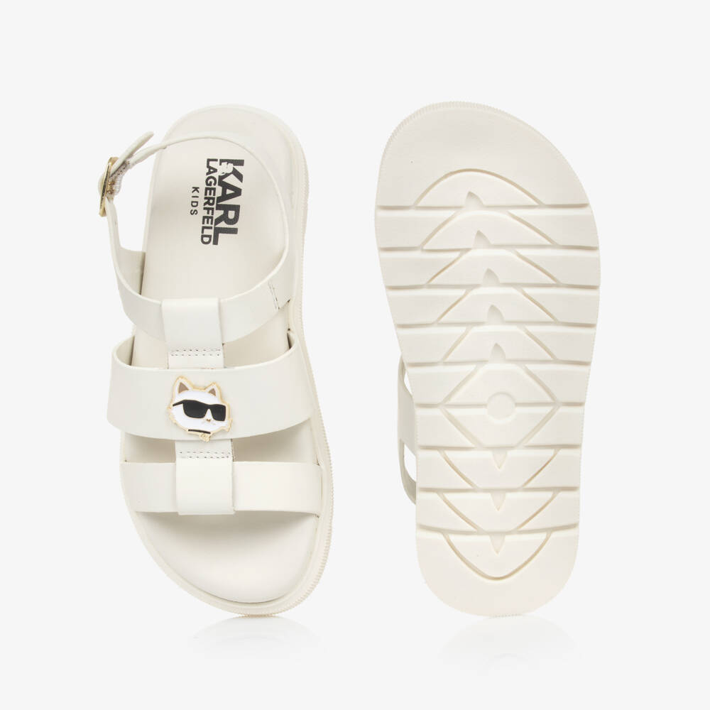 KARL LAGERFELD KIDS-Элегантные кремовые кожаные сандалии для девочек | Childrensalon Outlet