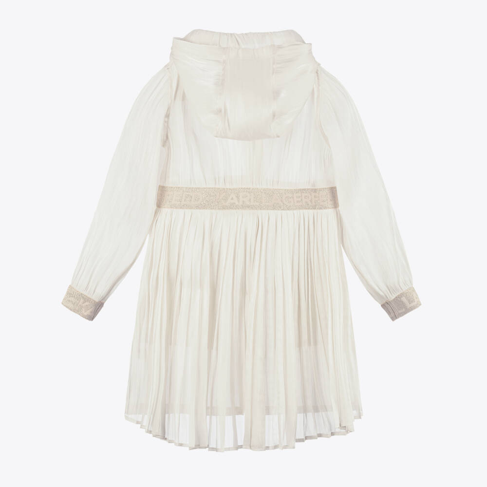 KARL LAGERFELD KIDS-Элегантная кремовая атласная парка для девочек | Childrensalon Outlet