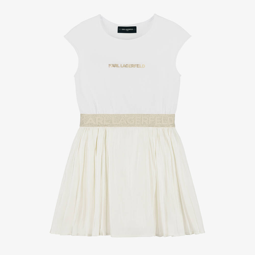 KARL LAGERFELD KIDS-فستان فاخر من الفوال العاجي للبنات | Childrensalon Outlet