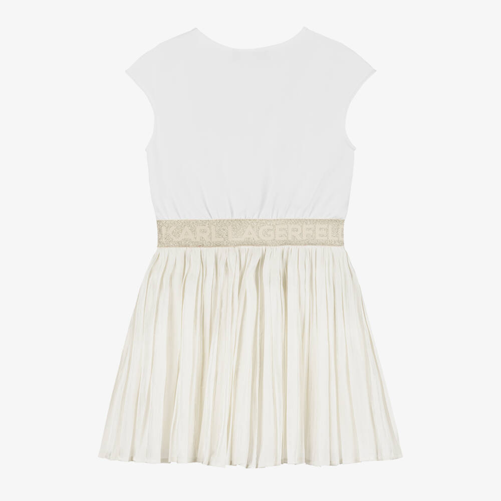 KARL LAGERFELD KIDS-Girls Elegant Ivory Voile Dress | Childrensalon Outlet
