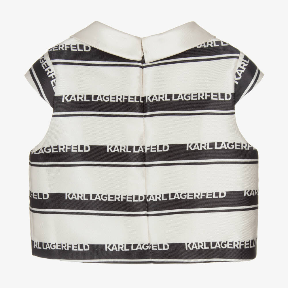 KARL LAGERFELD KIDS-Girls Elegant Striped Satin Top | Childrensalon Outlet
