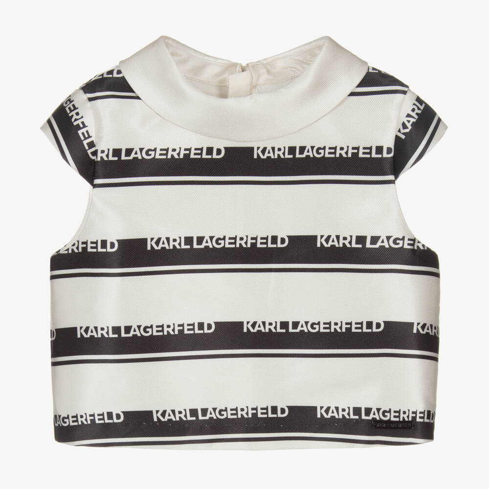 KARL LAGERFELD KIDS-Элегантный полосатый атласный топ для девочек | Childrensalon Outlet