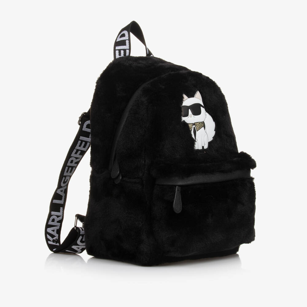 KARL LAGERFELD KIDS-Girls Fluffy Black Cat Backpack | Childrensalon Outlet