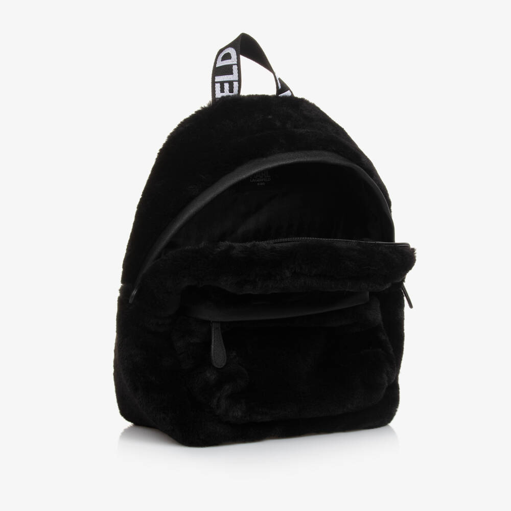 KARL LAGERFELD KIDS-Girls Fluffy Black Cat Backpack | Childrensalon Outlet