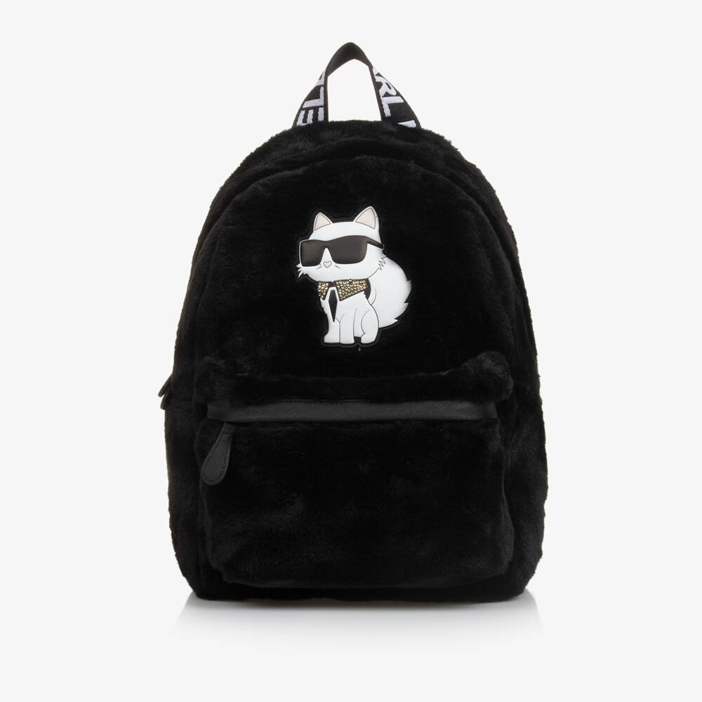 KARL LAGERFELD KIDS-Girls Fluffy Black Cat Backpack | Childrensalon Outlet