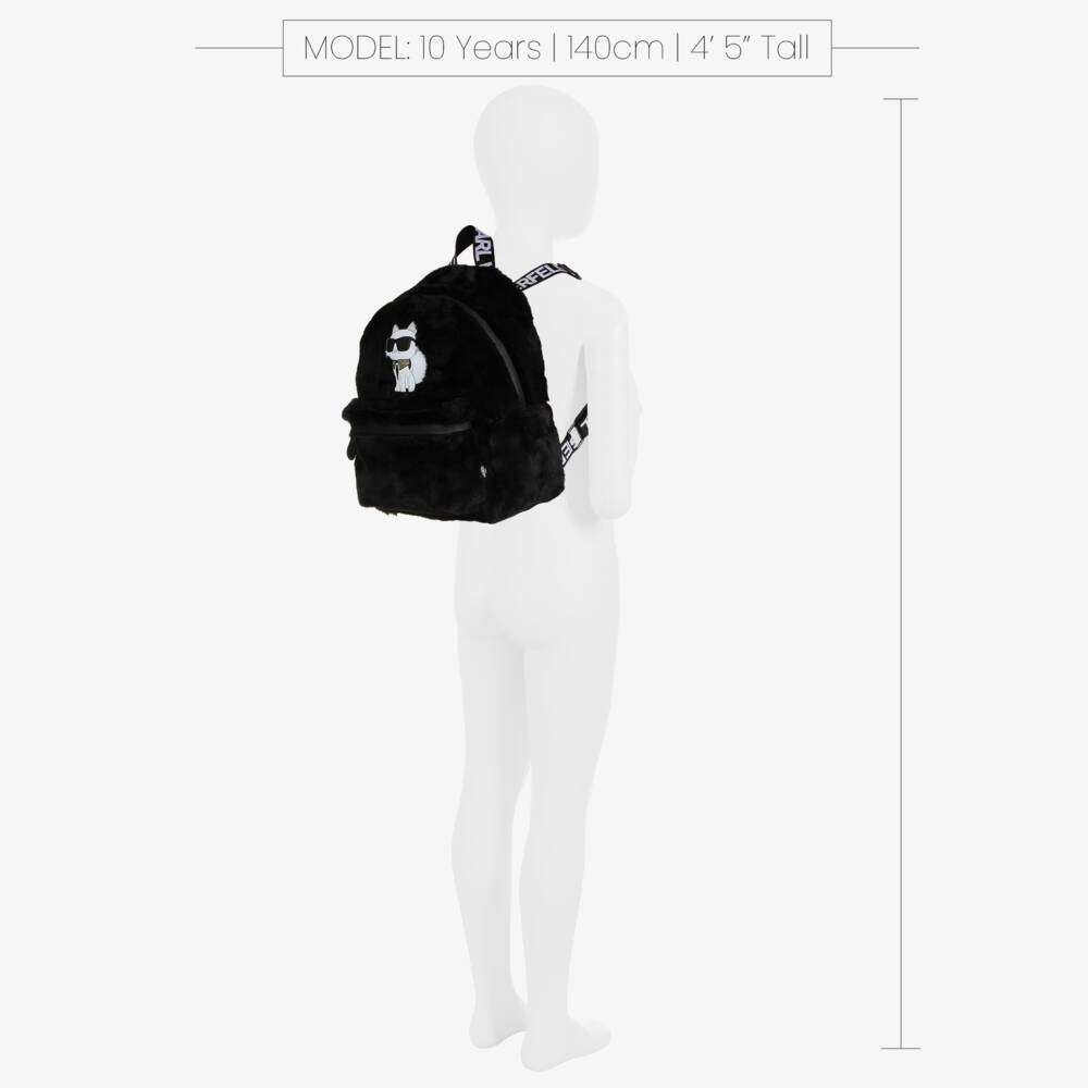 KARL LAGERFELD KIDS-Girls Fluffy Black Cat Backpack | Childrensalon Outlet