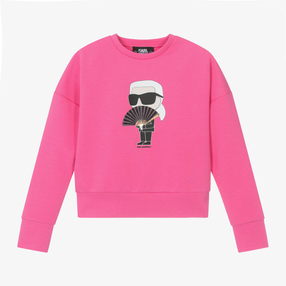 KARL LAGERFELD KIDS-Girls Fuchsia Designer Sweatshirt | Childrensalon Outlet