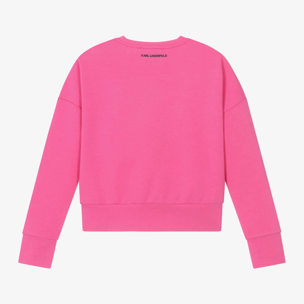KARL LAGERFELD KIDS-Girls Fuchsia Designer Sweatshirt | Childrensalon Outlet