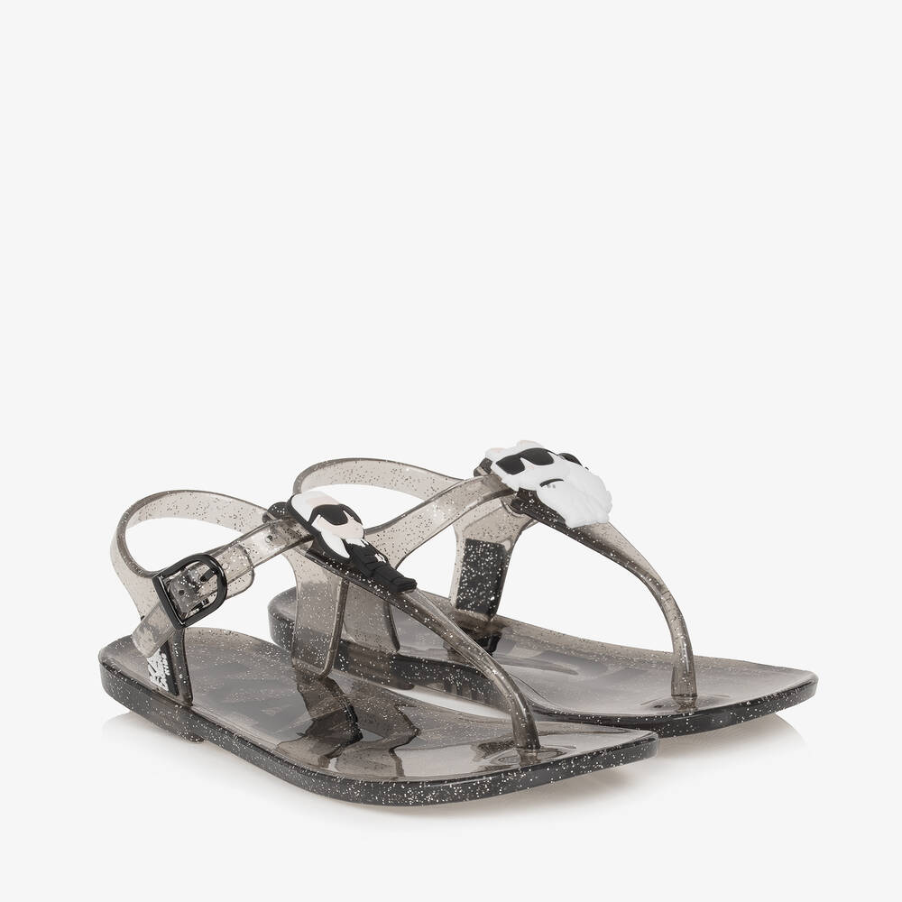 KARL LAGERFELD KIDS-Girls Glitter Karl & Choupette Jelly Sandals | Childrensalon Outlet