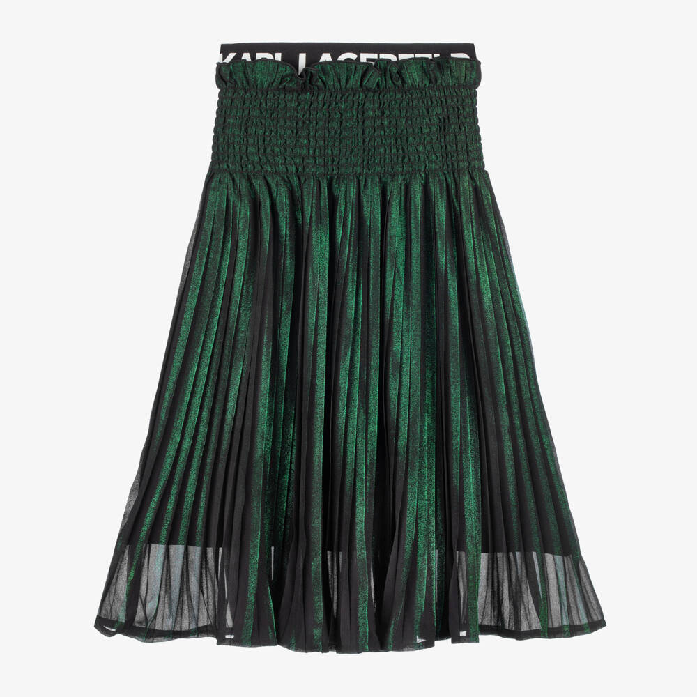 KARL LAGERFELD KIDS-Girls Glittery Black & Green Skirt | Childrensalon Outlet