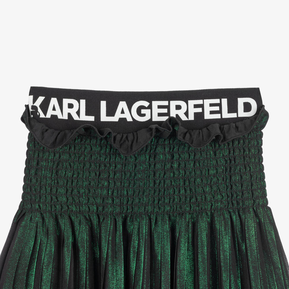 KARL LAGERFELD KIDS-تنورة شيفون لون أسود وأخضر | Childrensalon Outlet