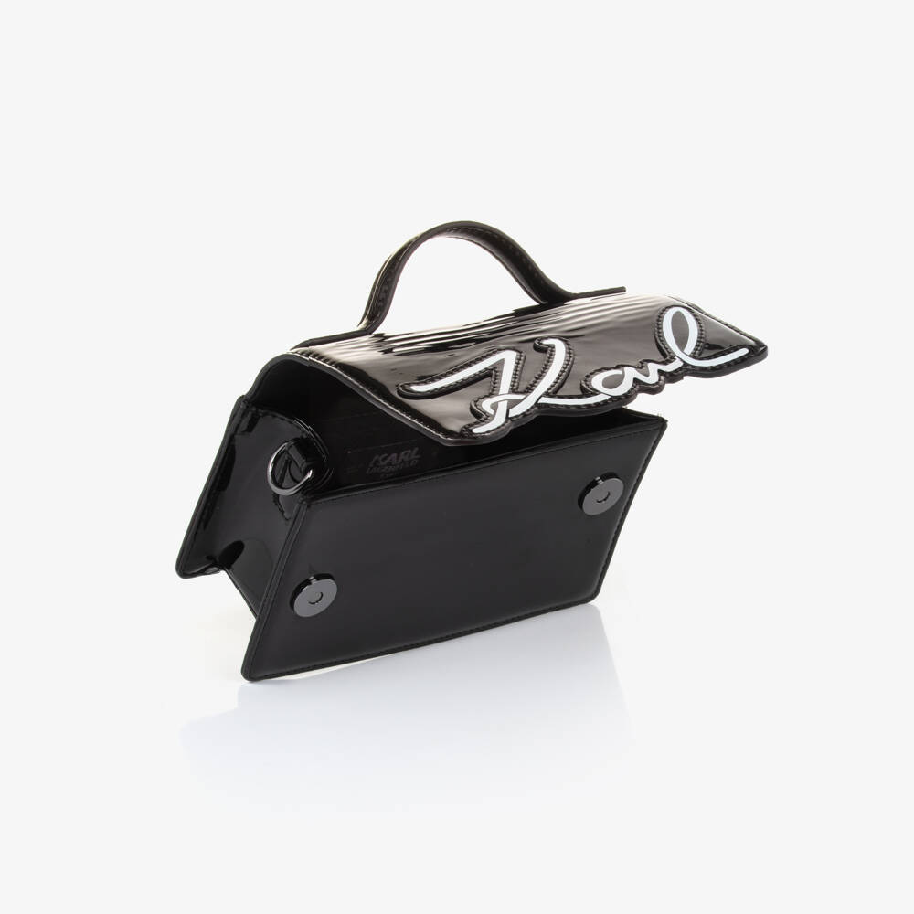 KARL LAGERFELD KIDS-Girls Glossy Midnight Mini Bag | Childrensalon Outlet