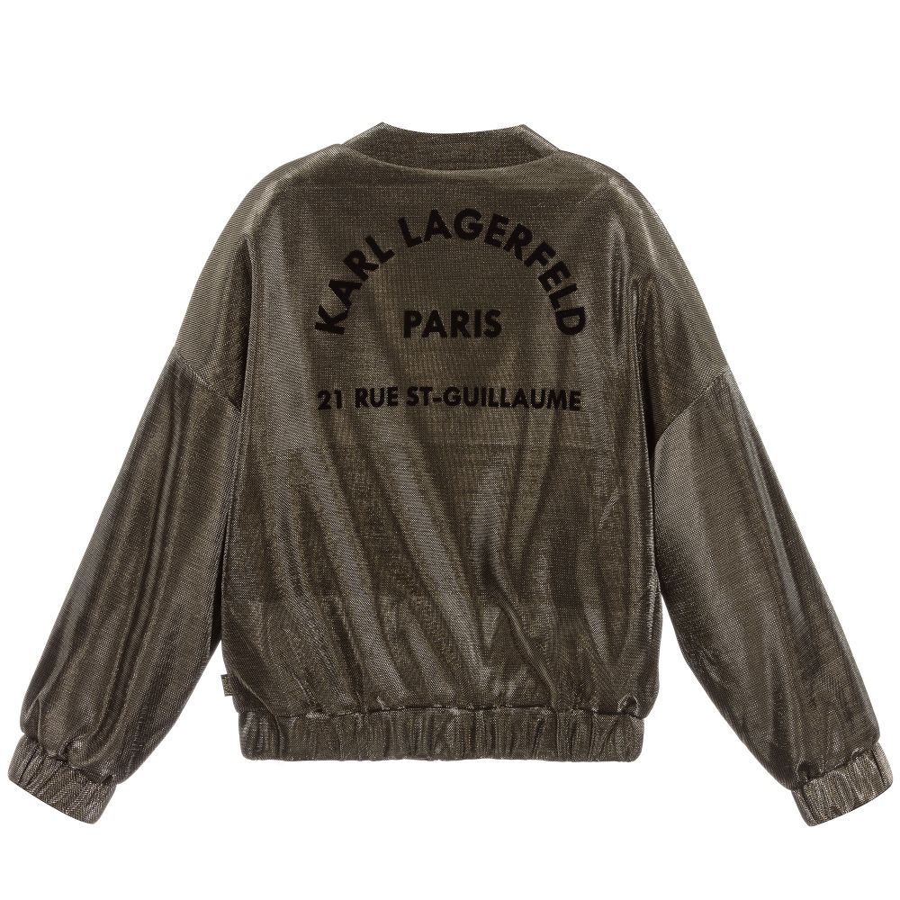 KARL LAGERFELD KIDS-Куртка-бомбер золотистого цвета для девочек | Childrensalon Outlet