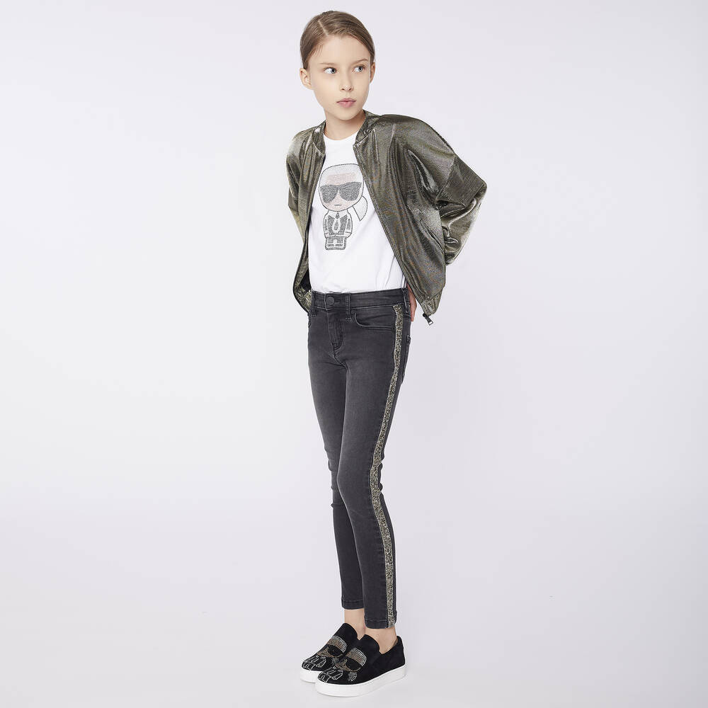 KARL LAGERFELD KIDS-Куртка-бомбер золотистого цвета для девочек | Childrensalon Outlet