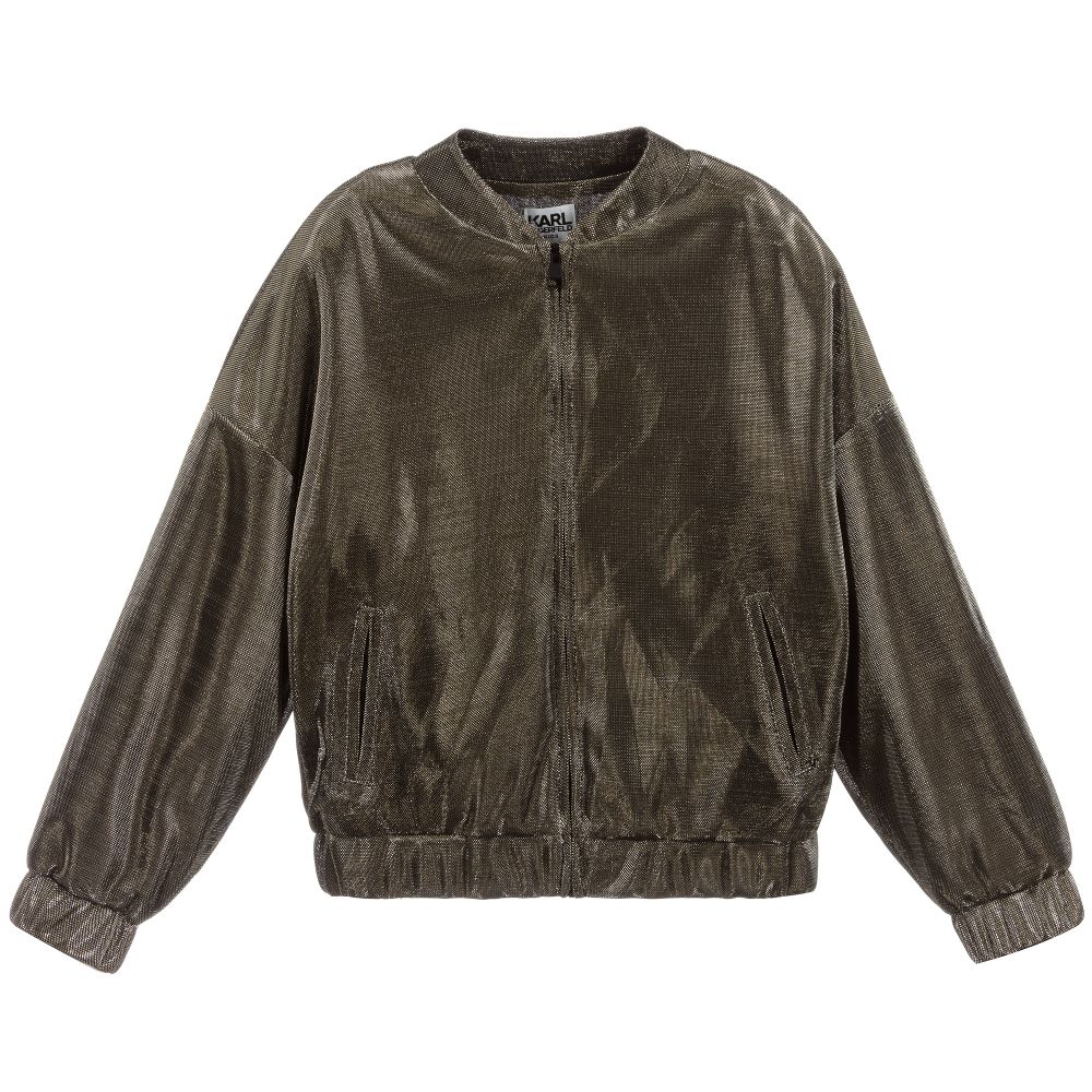 KARL LAGERFELD KIDS - Girls Gold Bomber Jacket | Childrensalon