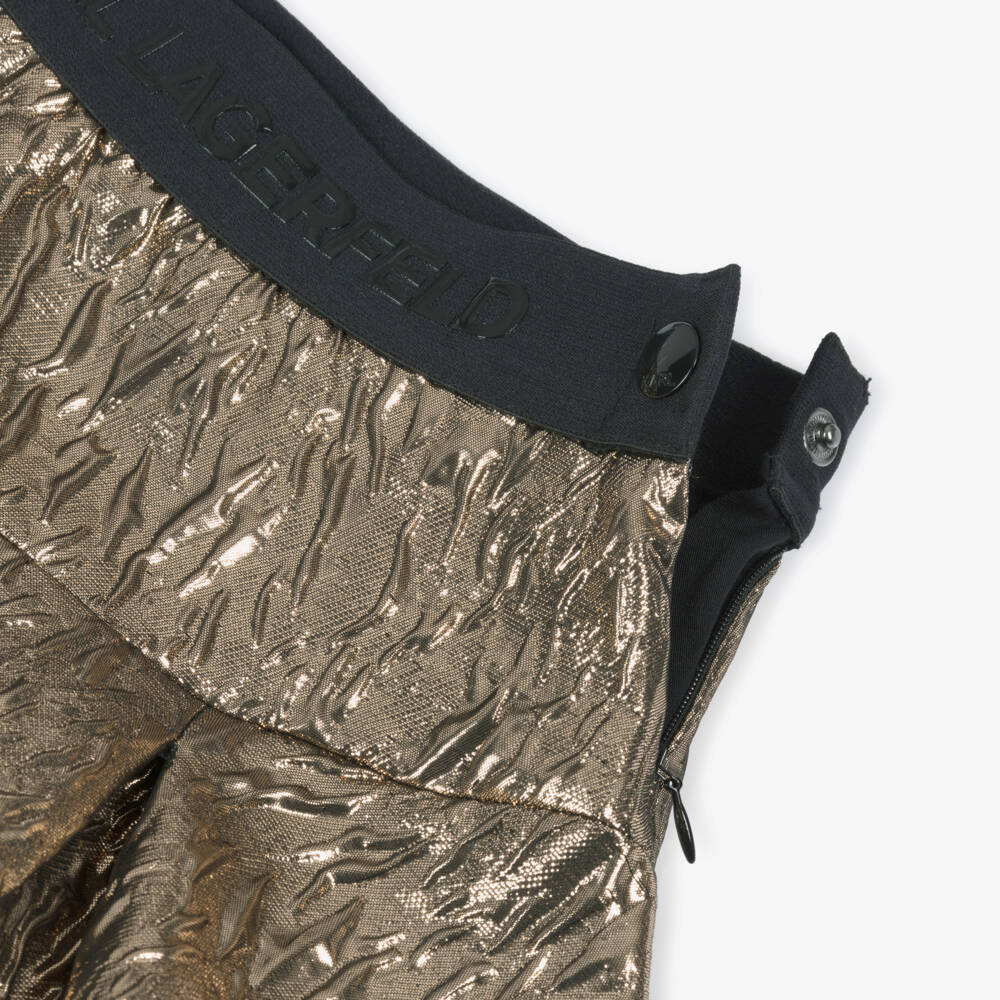 KARL LAGERFELD KIDS-Girls Gold Foil Effect Pleated Skirt | Childrensalon Outlet