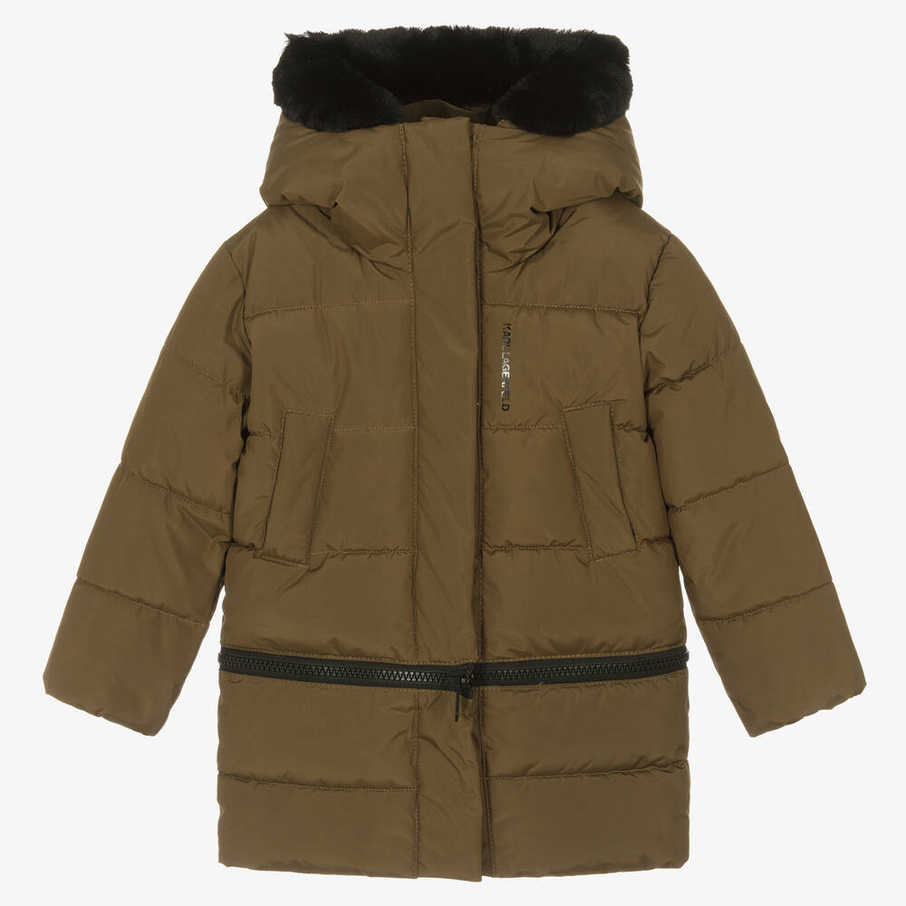 KARL LAGERFELD KIDS-Girls Green 2-in-1 Puffer Coat | Childrensalon Outlet