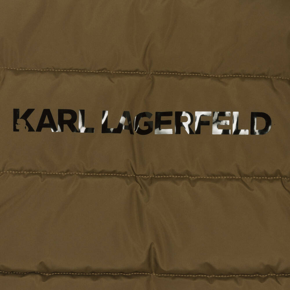 KARL LAGERFELD KIDS-معطف بافر 2 في 1 لون أخضر كاكي للبنات | Childrensalon Outlet